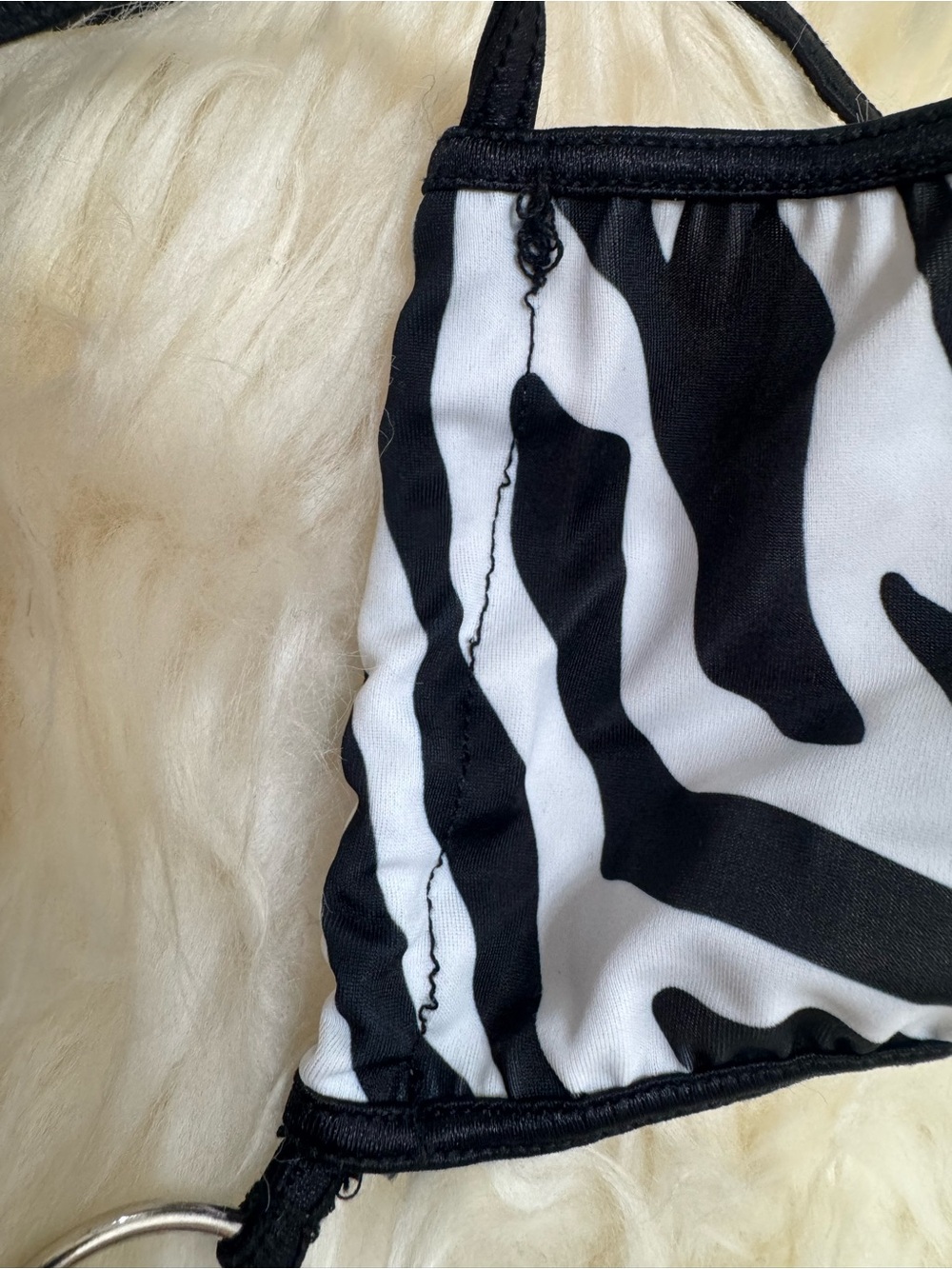 New small zebra bikini y2k festival rave exotic dance wear emo goth gothic - Picture 5 of 12